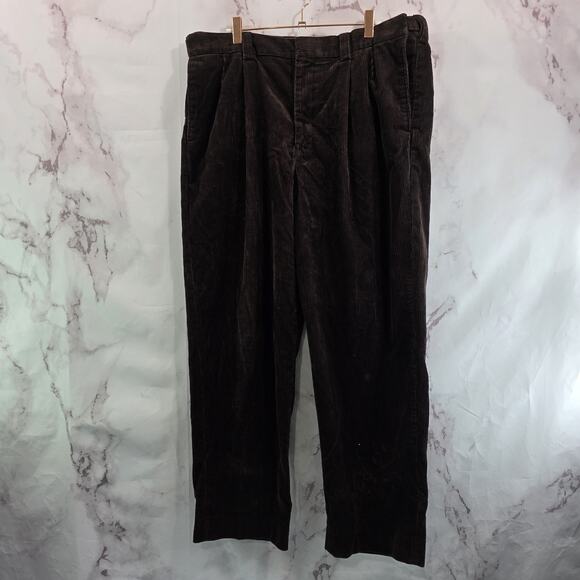 LL Bean Pants Mens 36 X 30 Brown Corduroy Chino Vintage Chocolate Comfort Waist - Picture 5 of 11